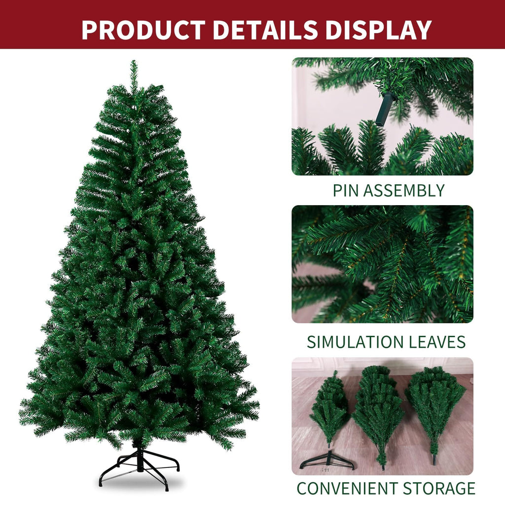 Shano Premium Christmas Tree 1432 Branch Tips Green Xmas Trees Bushy Artificial Christmas Tree Pine Tree with Metal Stand Easy to Assemble Realistic Spruce Branches Christmas Tree for Indoor and Outdoor