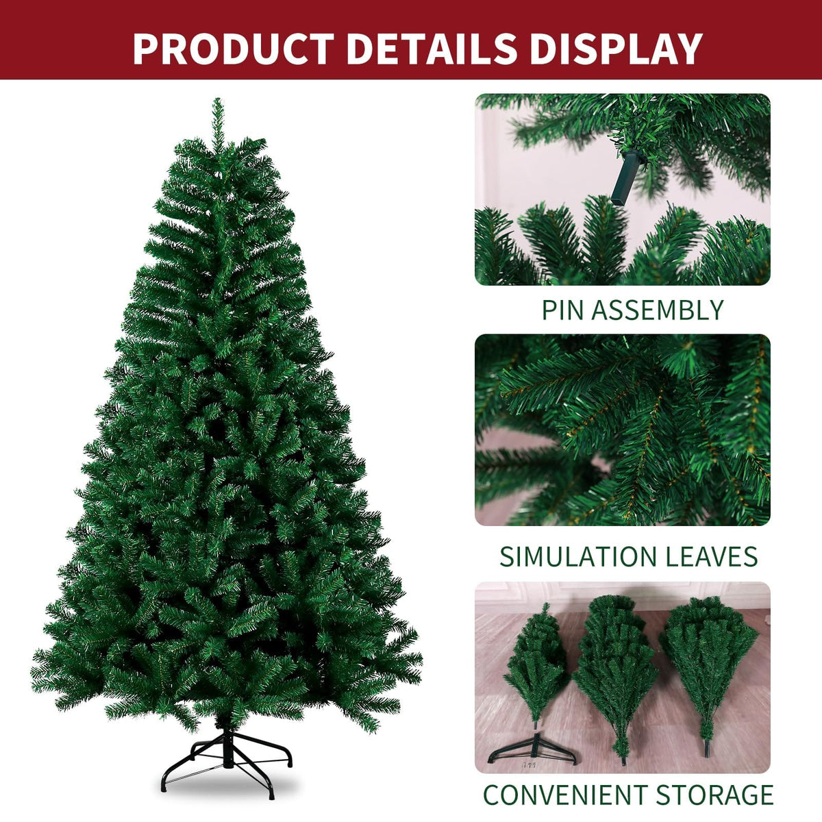 Shano Premium Christmas Tree 1432 Branch Tips Green Xmas Trees Bushy Artificial Christmas Tree Pine Tree with Metal Stand Easy to Assemble Realistic Spruce Branches Christmas Tree for Indoor and Outdoor
