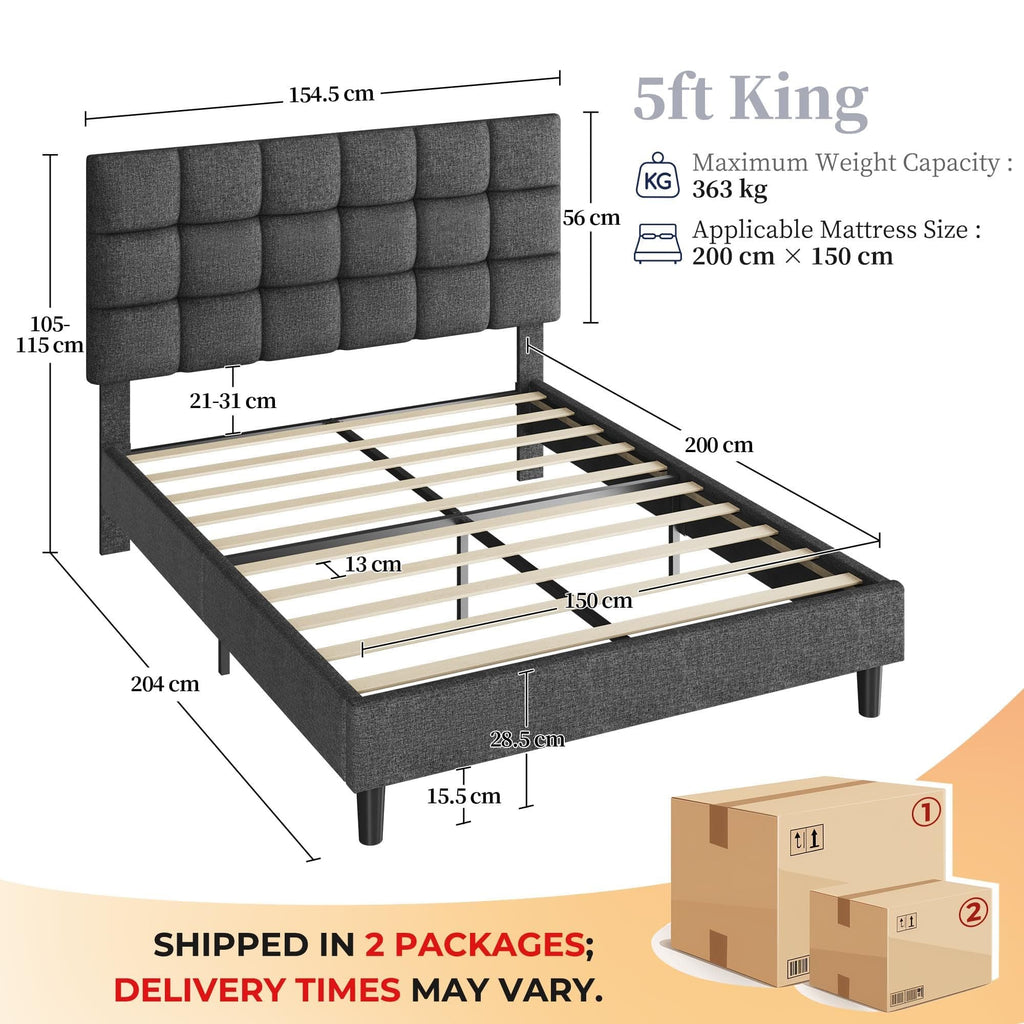 Upholstered Bed Frame with Square Tufted Headboard