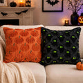 Halloween Cushion Covers, 45x45cm Funny Ghost Throw Pillow Covers, Pumpkin Ghost Halloween Decorations, Soft Plush Faux Fur Wool Couch Cushion Case for Chair Sofa Home Decor (Only Cover)