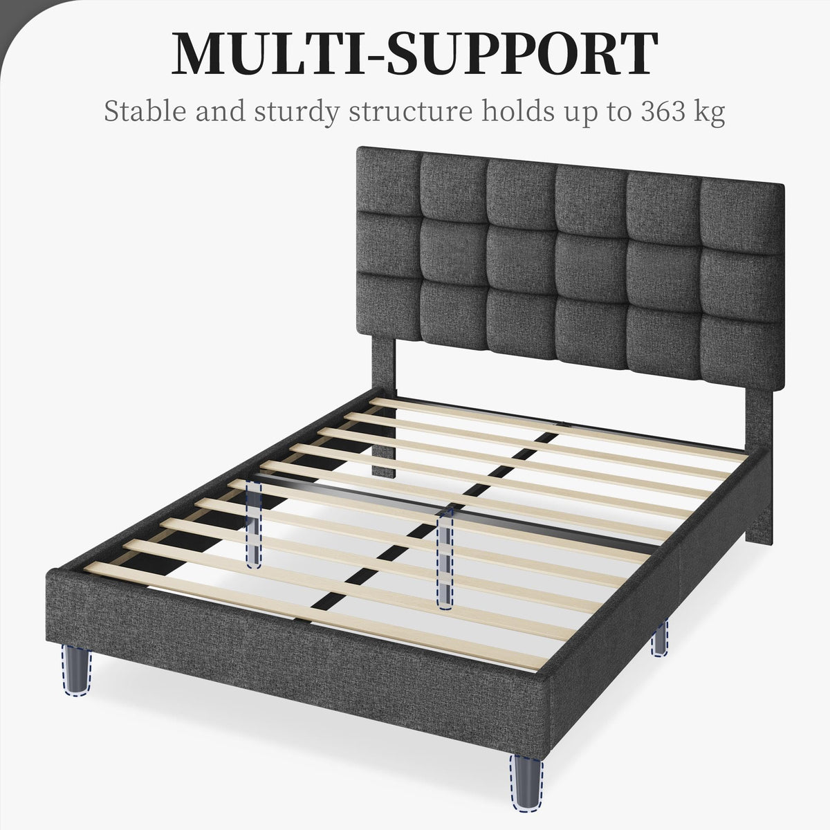 Upholstered Bed Frame with Square Tufted Headboard