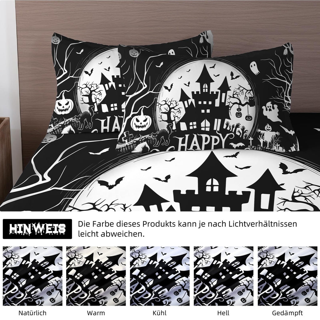 Halloween Duvet Cover Set 3 Pieces with Skull Pumpkin