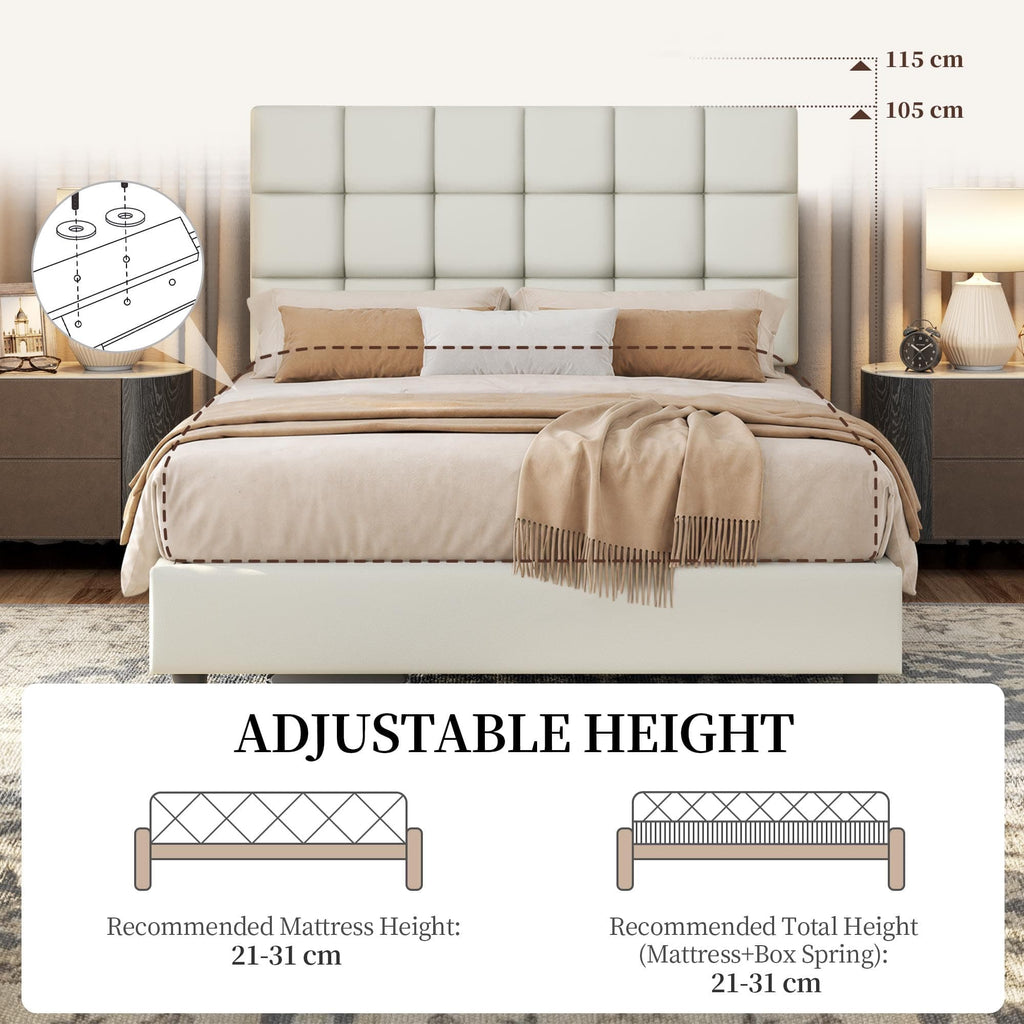 Upholstered Bed Frame with Square Tufted Headboard