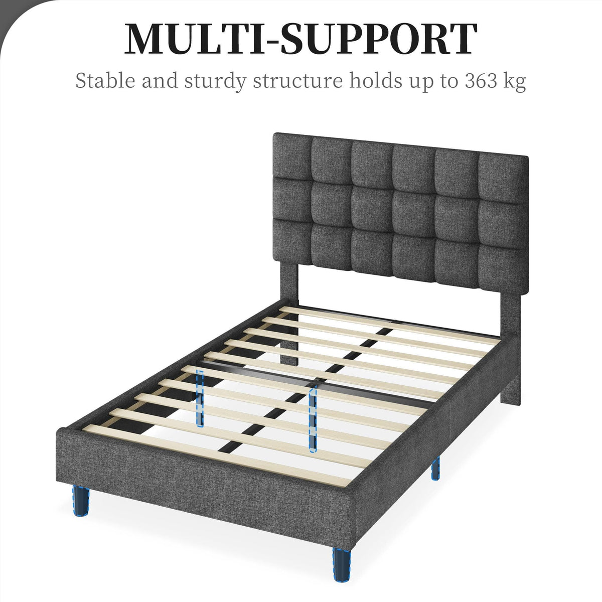 Upholstered Bed Frame with Square Tufted Headboard