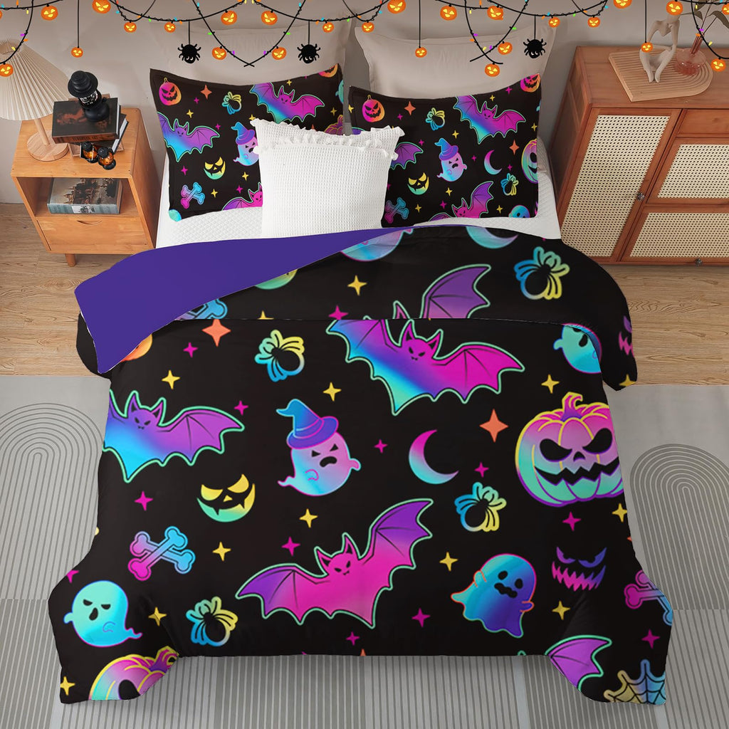 Halloween Duvet Cover Set 3 Pieces with Skull Pumpkin