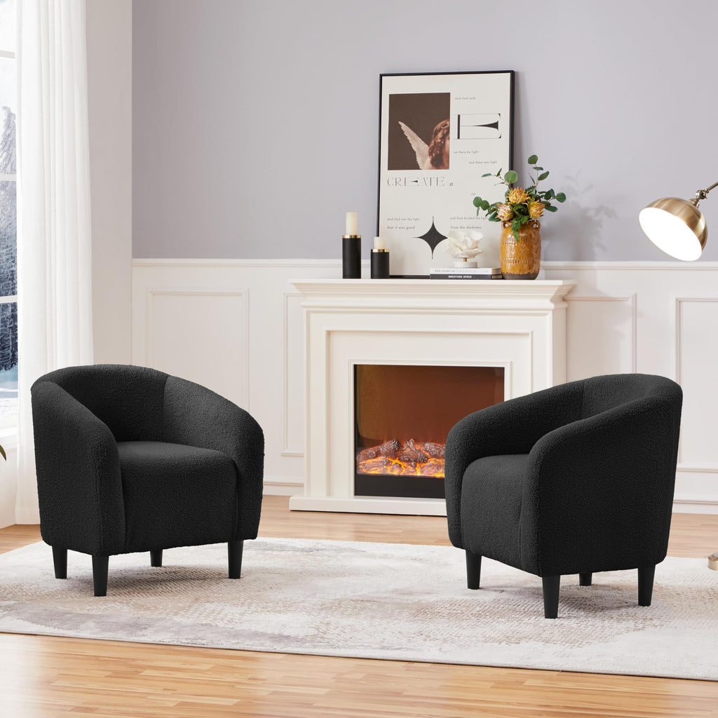 Shano Boucle Accent Tub Chair | Scandinavian Style | 28D Foam | Tapered Wooden Legs | 4 Colours