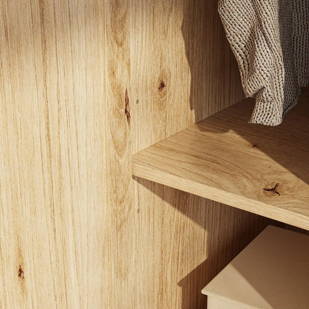 Shano Wardrobe with 3 Doors & 4 Drawers | White, Black, Grey & Oak