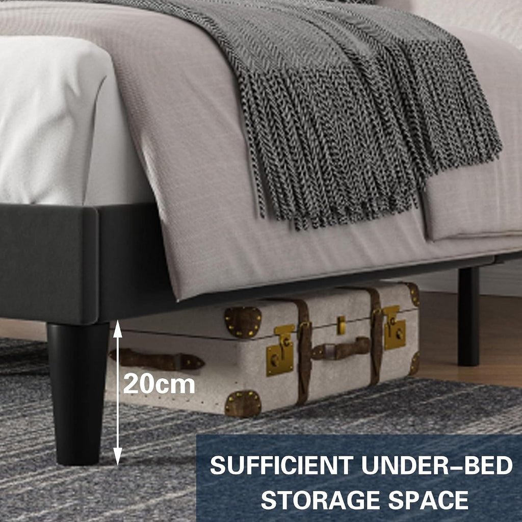 Shano Furniture Velvet Upholstered Double Bed Frame, Grey