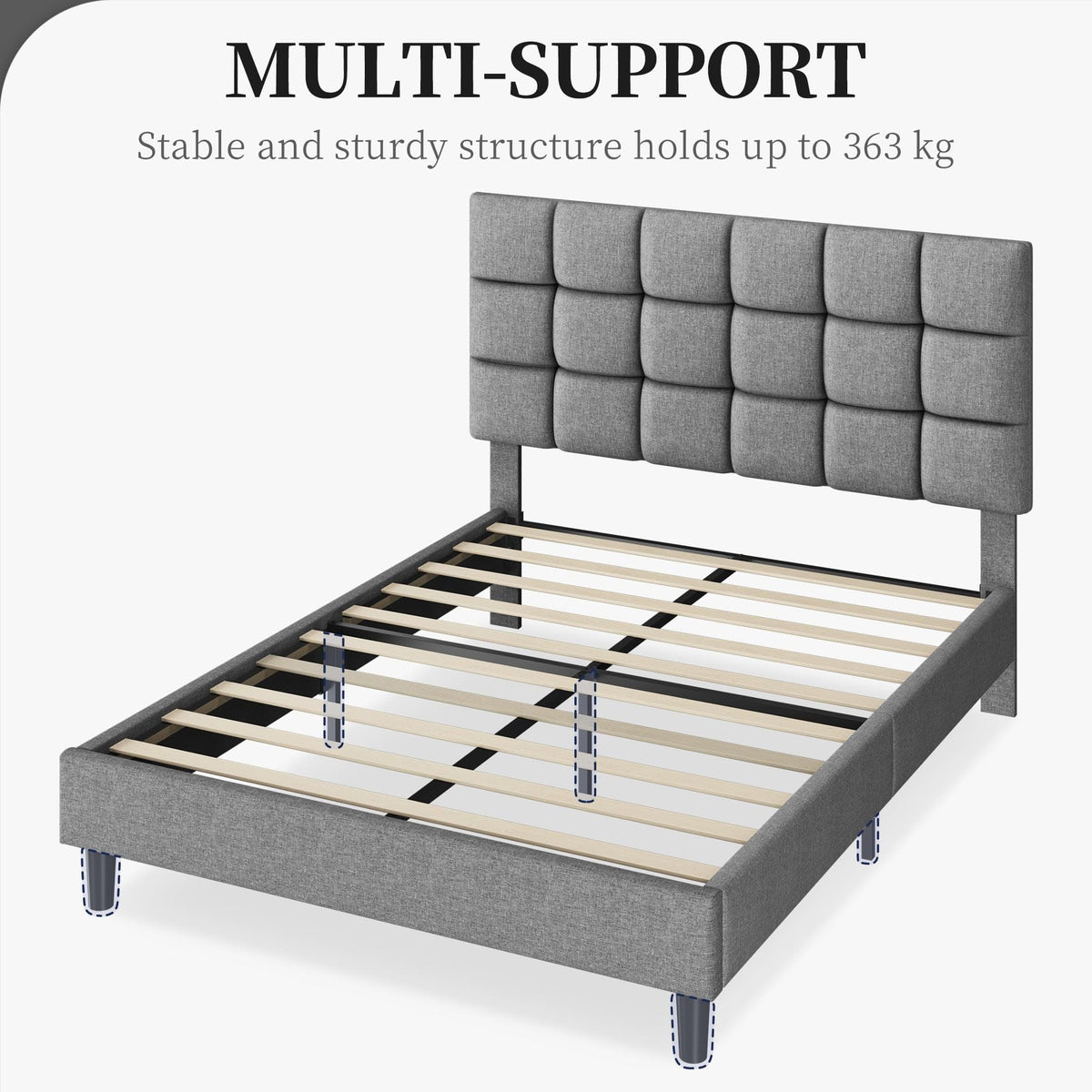 Upholstered Bed Frame with Square Tufted Headboard