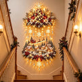Illuminated Christmas Tree & Village Wall Hanging,Warm Light Holiday Decor
