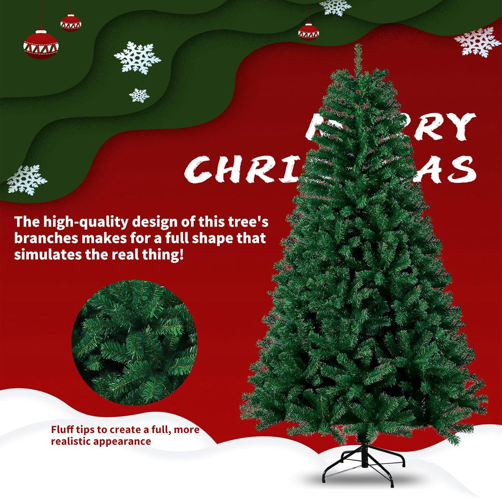 Shano Premium Christmas Tree 1432 Branch Tips Green Xmas Trees Bushy Artificial Christmas Tree Pine Tree with Metal Stand Easy to Assemble Realistic Spruce Branches Christmas Tree for Indoor and Outdoor