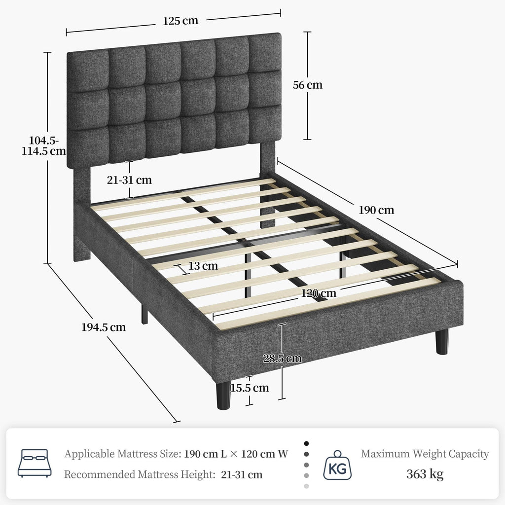 Upholstered Bed Frame with Square Tufted Headboard