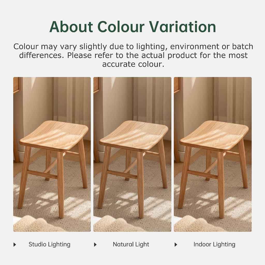 Shano Solid Red Oak Dressing Stool | Curved Seat | Pre-Assembled | 150kg | 2 Finishes
