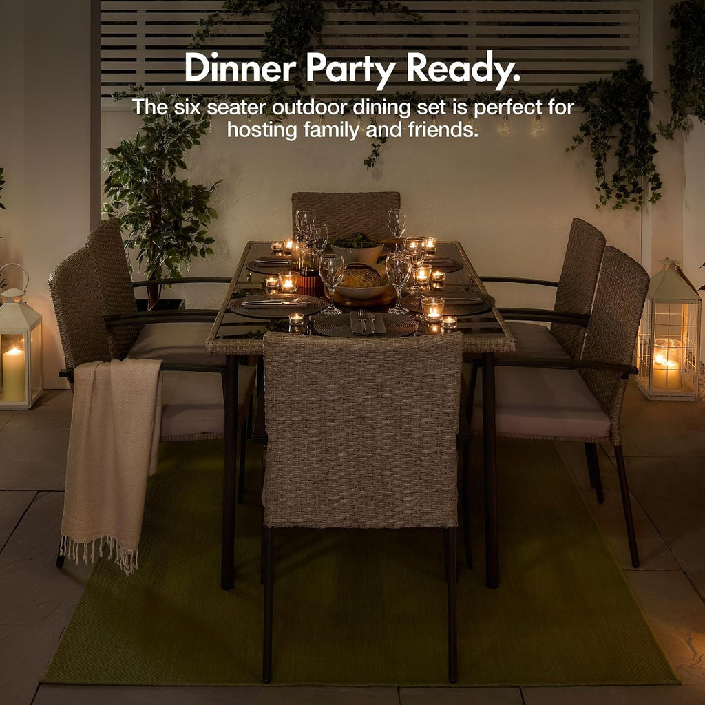 Shano Rattan Garden Dining Set – 6 Seater