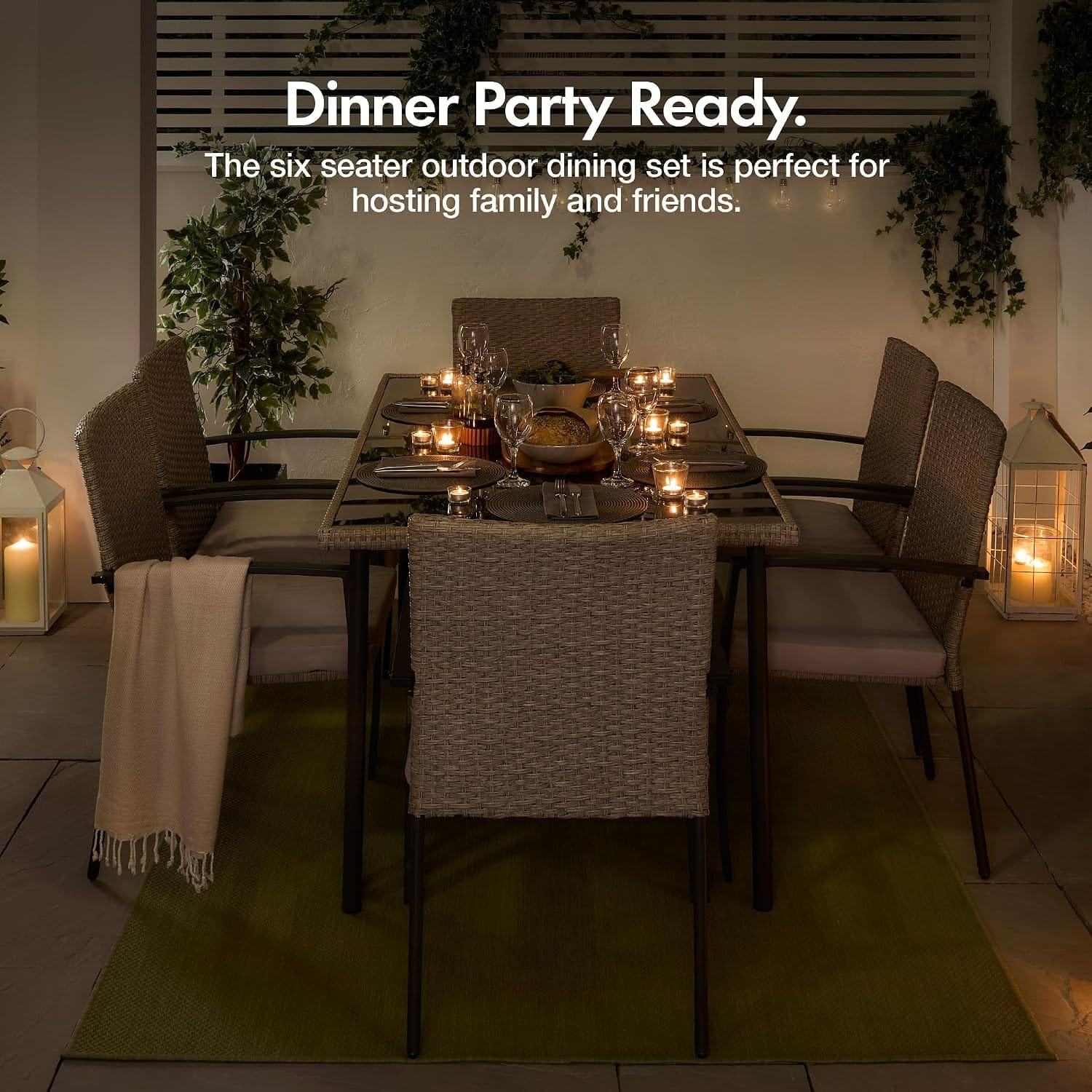 Shano Rattan Garden Dining Set – 6 Seater