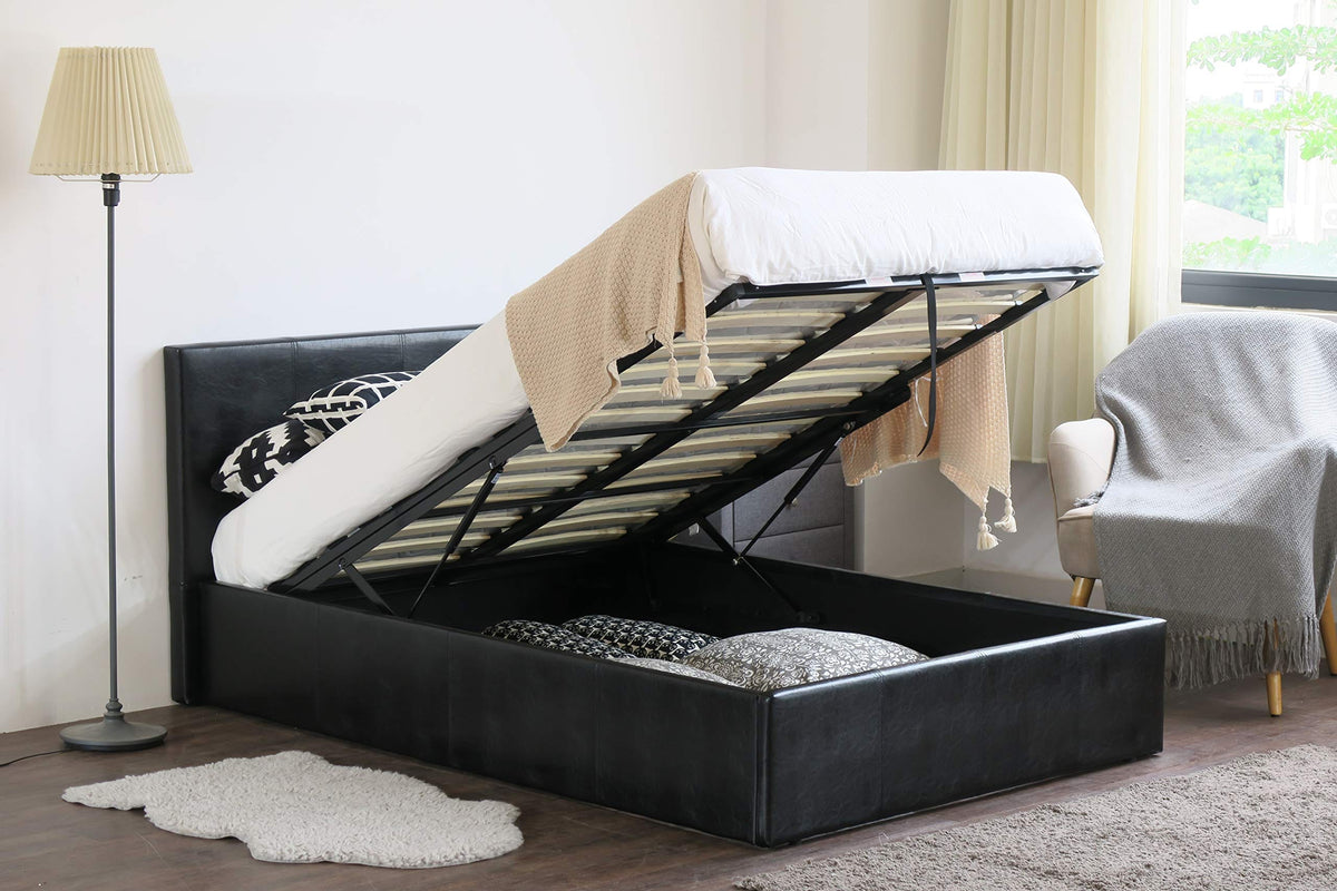 Modern Ottoman Storage Bed | Faux Leather | Gas Lift | Single, Double, King & Super King
