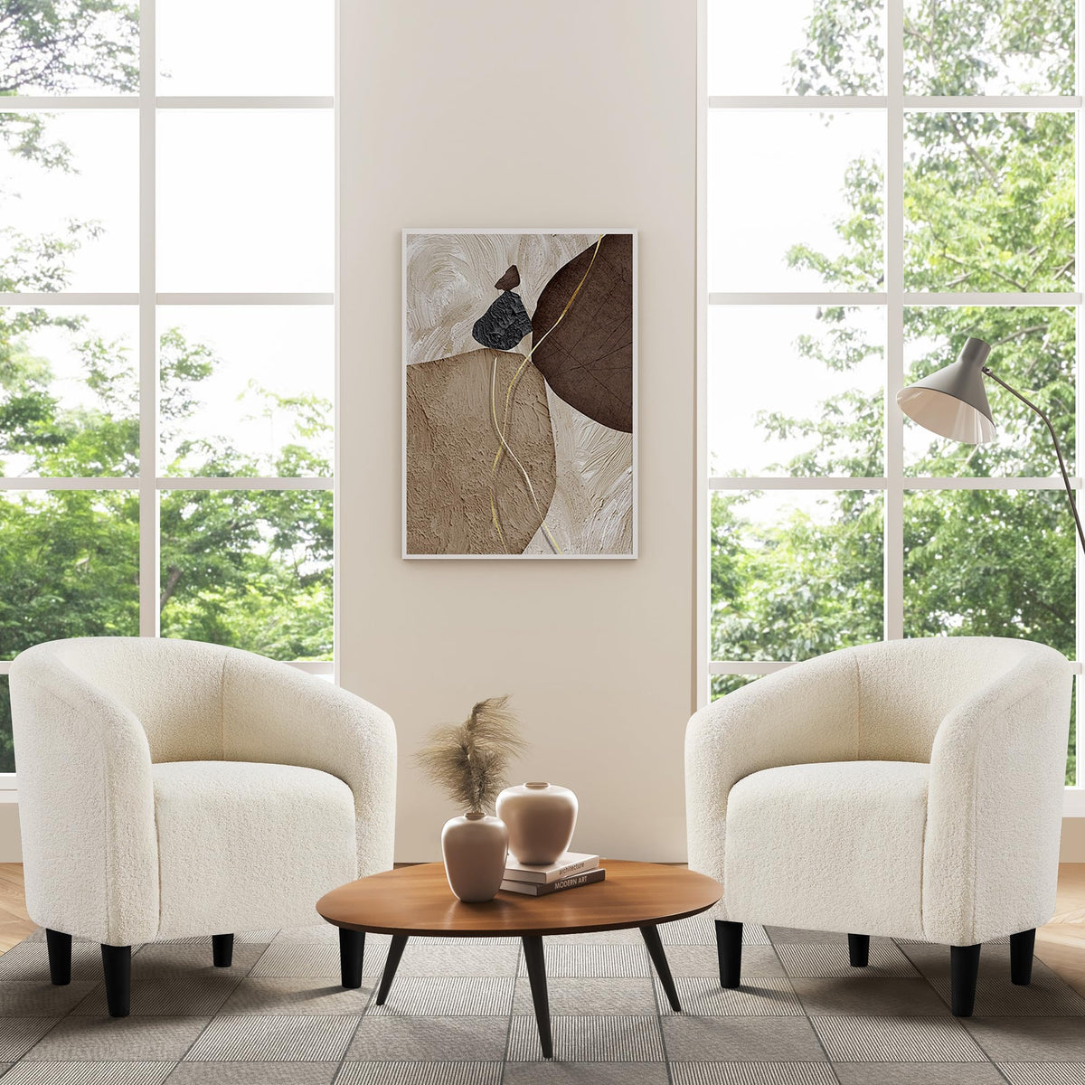Shano Boucle Accent Tub Chair | Scandinavian Style | 28D Foam | Tapered Wooden Legs | 4 Colours