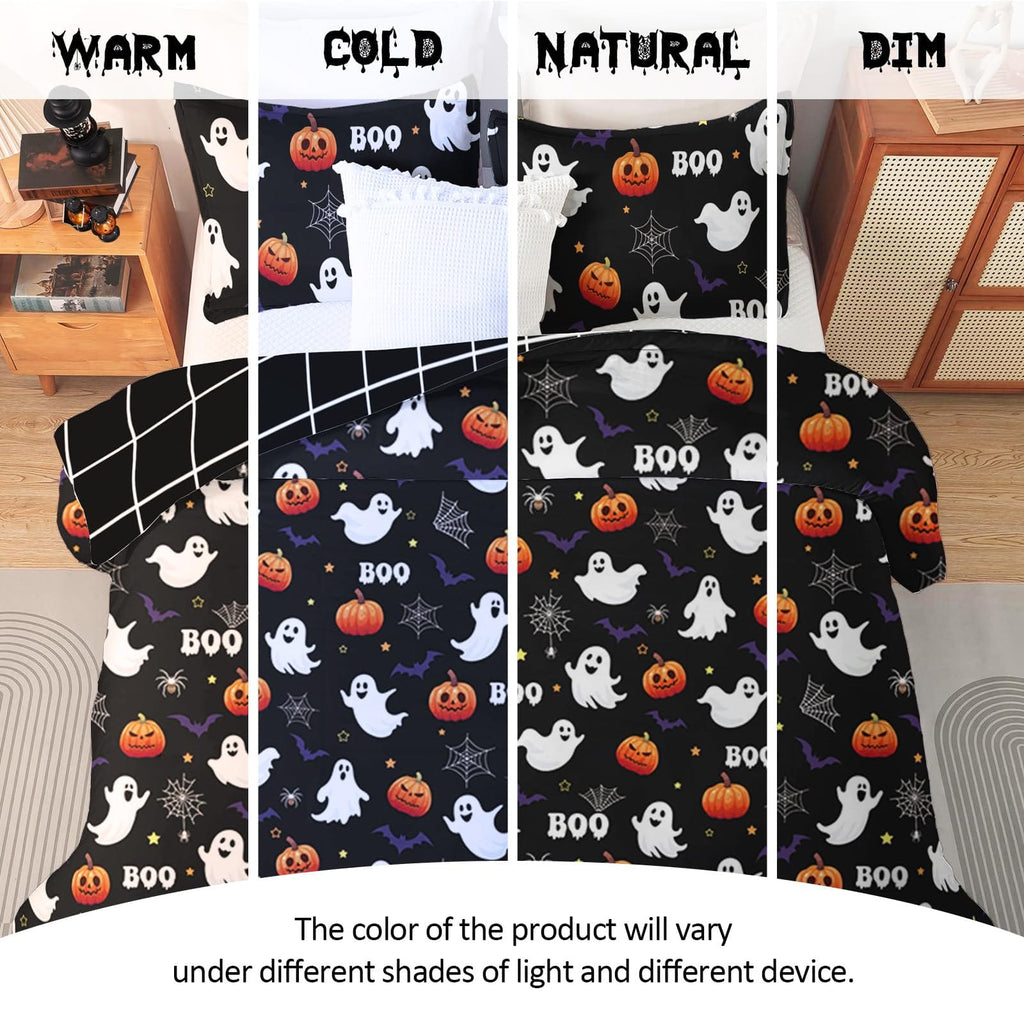 Halloween Duvet Cover Set 3 Pieces with Skull Pumpkin