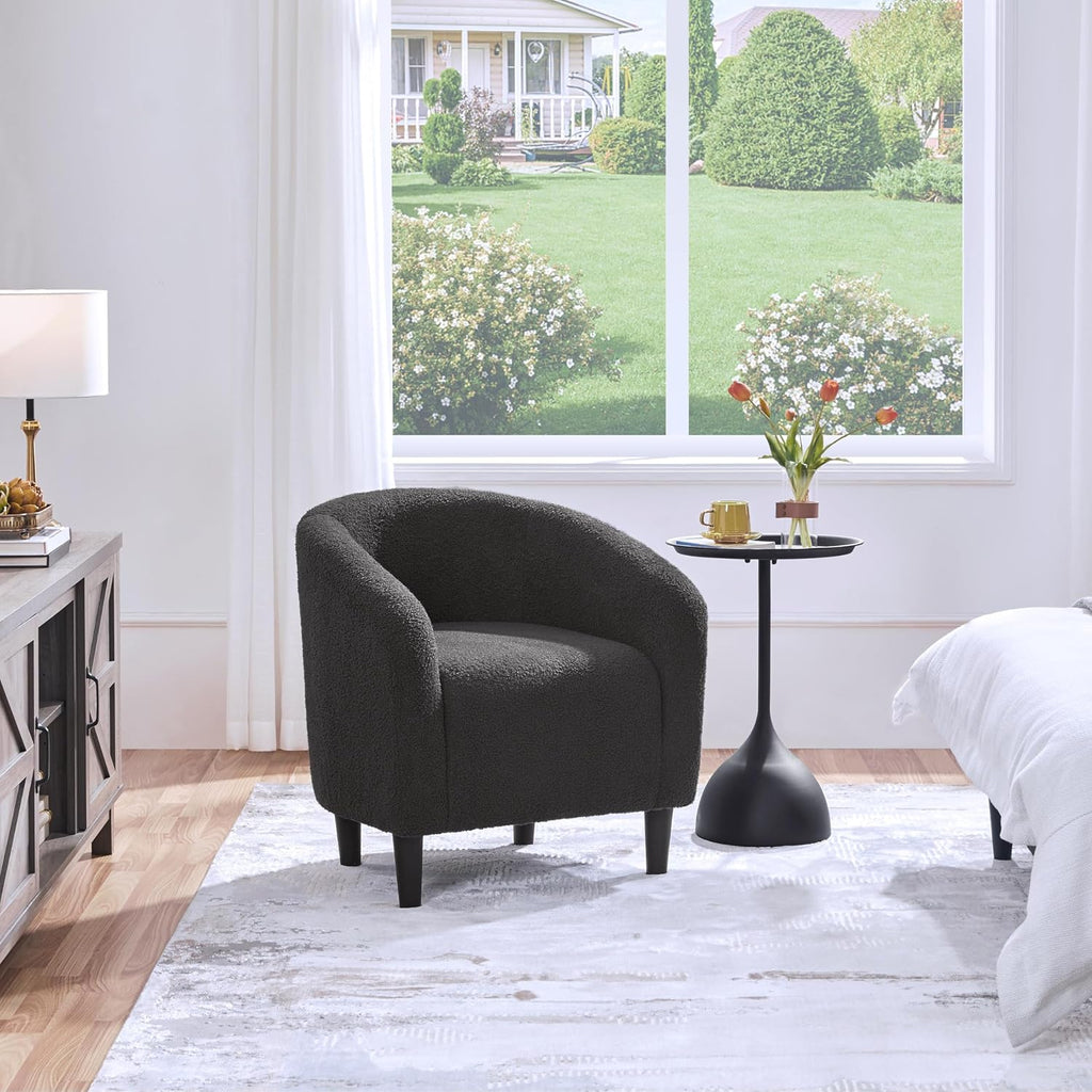 Shano Boucle Accent Tub Chair | Scandinavian Style | 28D Foam | Tapered Wooden Legs | 4 Colours