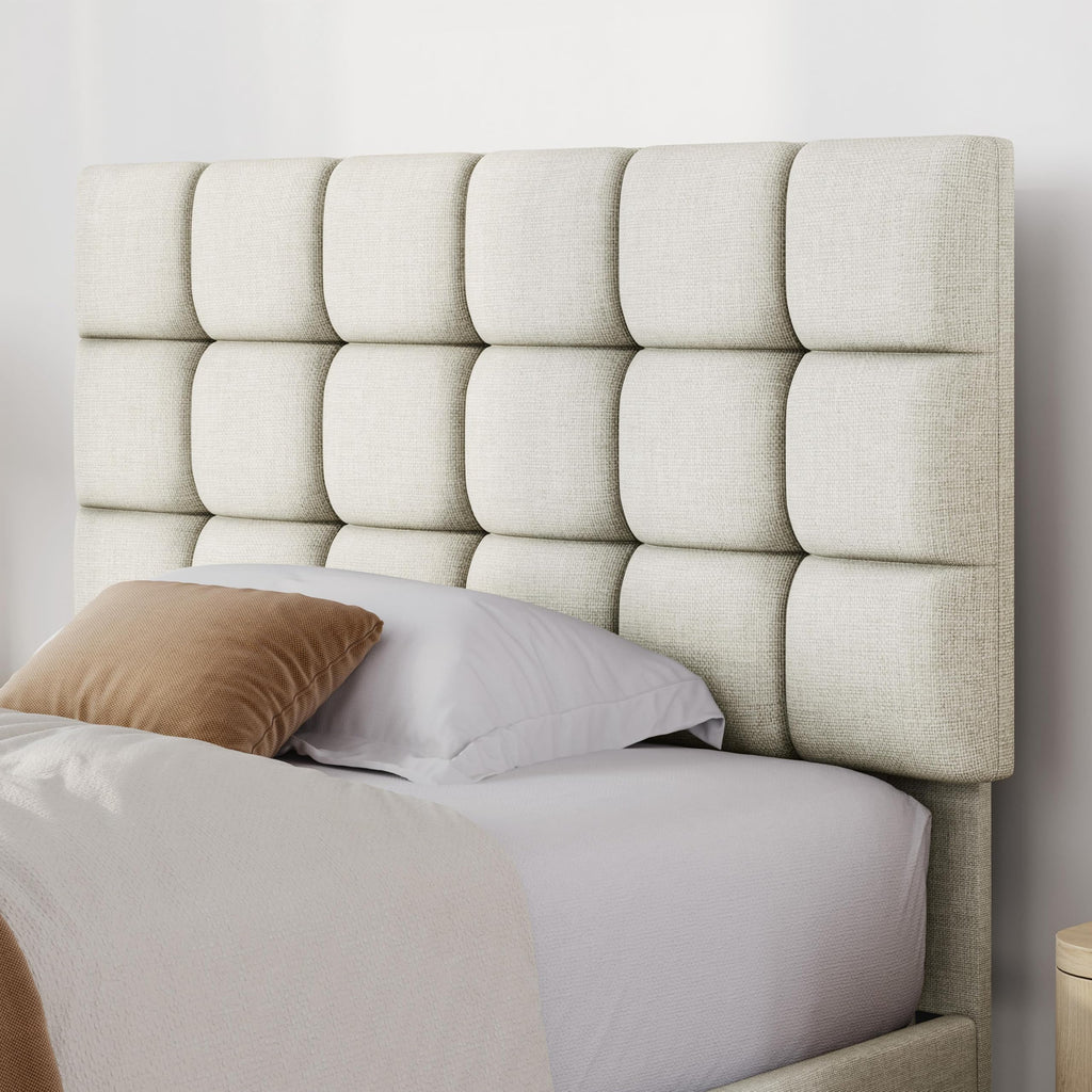 Upholstered Bed Frame with Square Tufted Headboard