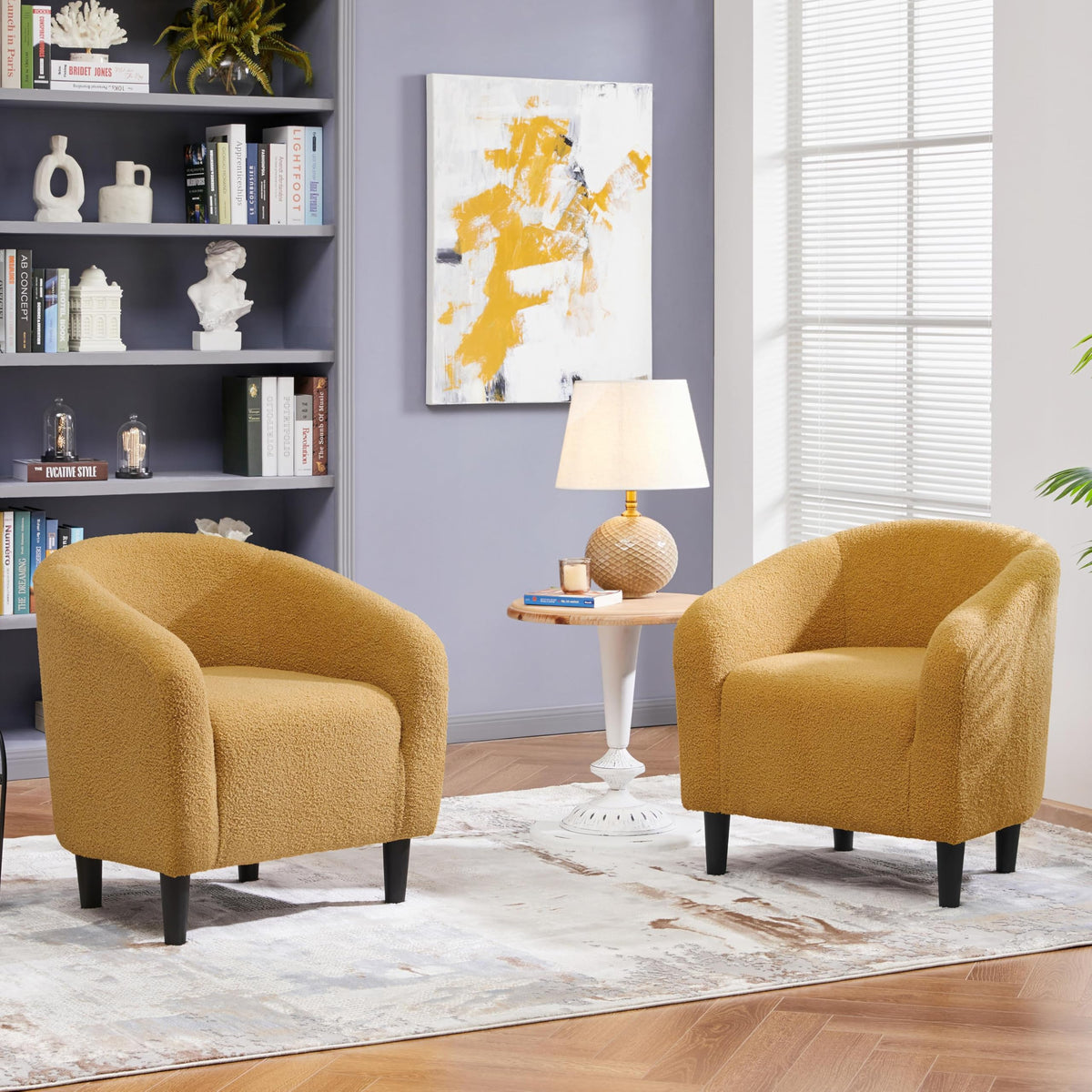 Shano Boucle Accent Tub Chair | Scandinavian Style | 28D Foam | Tapered Wooden Legs | 4 Colours