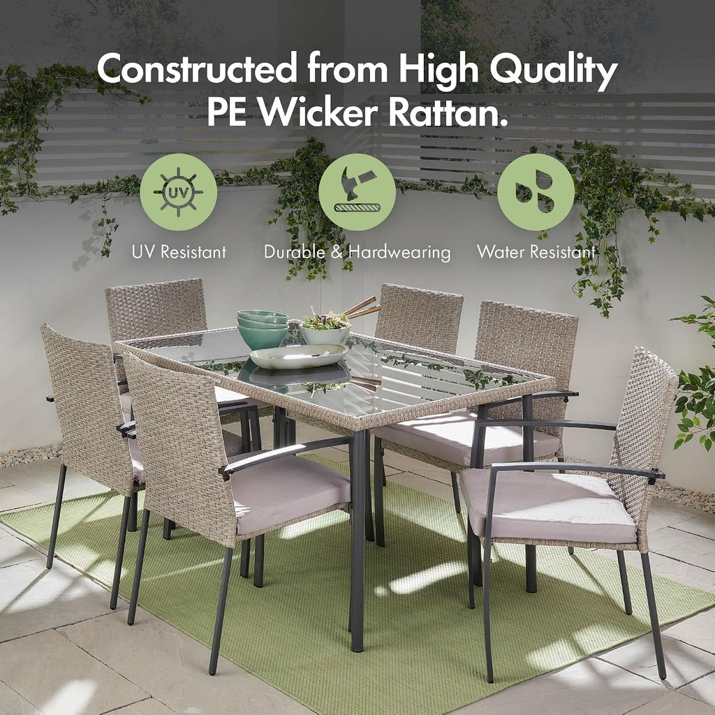 Shano Rattan Garden Dining Set – 6 Seater