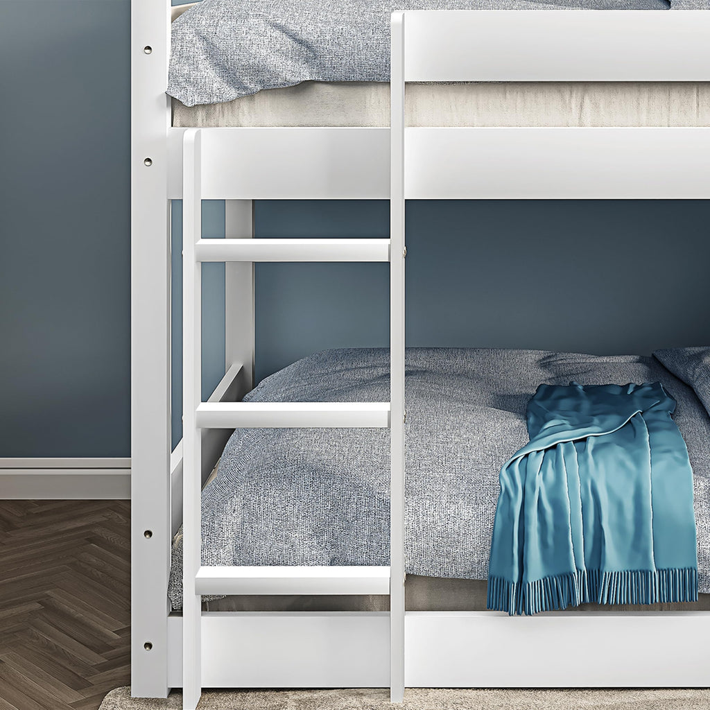 Shano Bunk Bed, 3ft Triple Bunk Bed with Ladder, Wooden Triple Sleeper Kids Bunk Bed, Solid Pine Wood Single Bed Frame for Children, Space Saving High Sleeper Bunk Bed