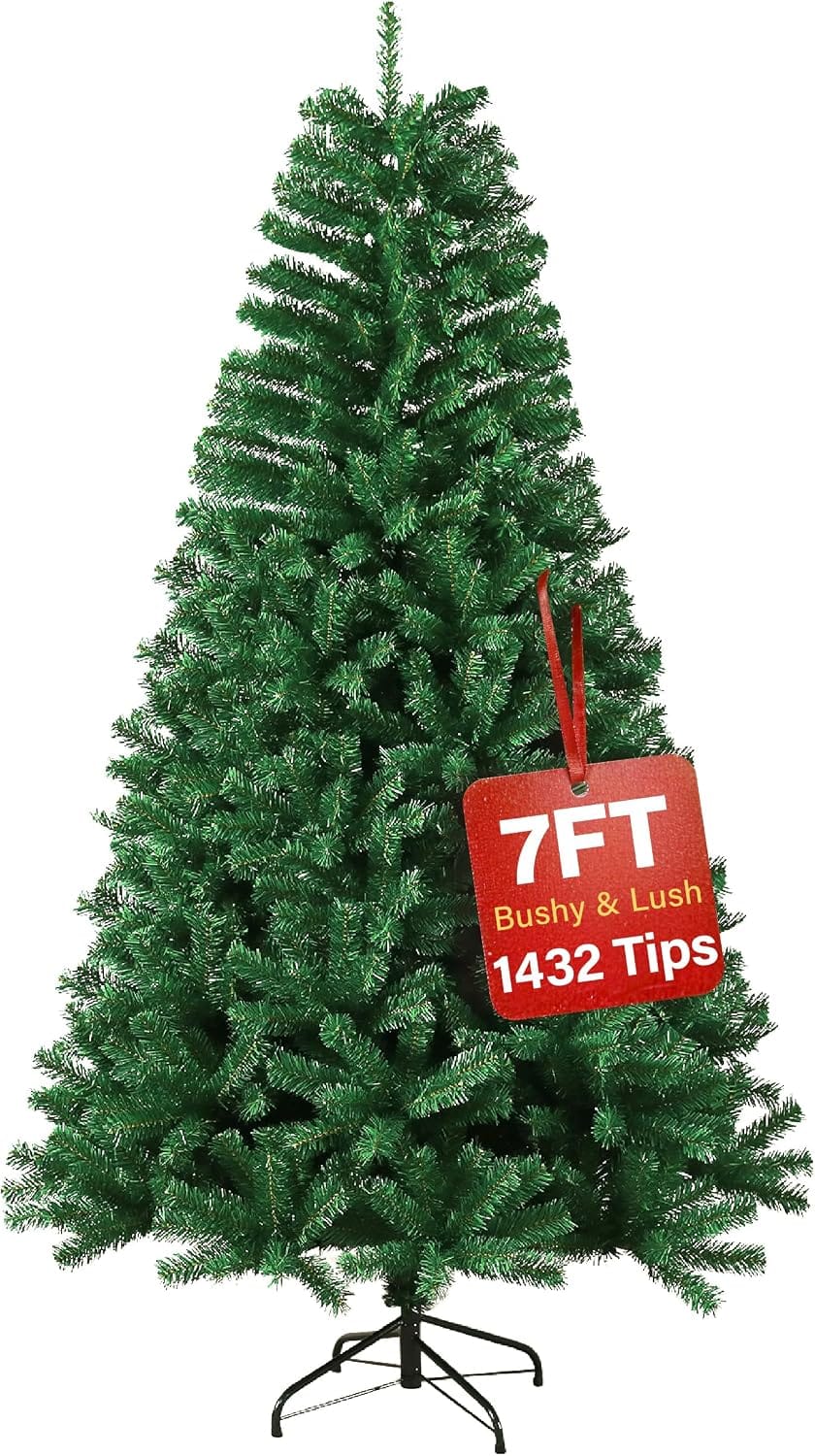 Shano Premium Christmas Tree 1432 Branch Tips Green Xmas Trees Bushy Artificial Christmas Tree Pine Tree with Metal Stand Easy to Assemble Realistic Spruce Branches Christmas Tree for Indoor and Outdoor