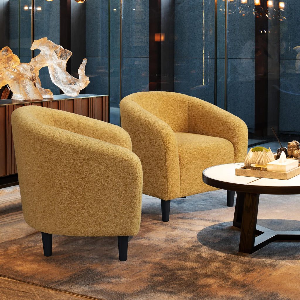 Shano Boucle Accent Tub Chair | Scandinavian Style | 28D Foam | Tapered Wooden Legs | 4 Colours