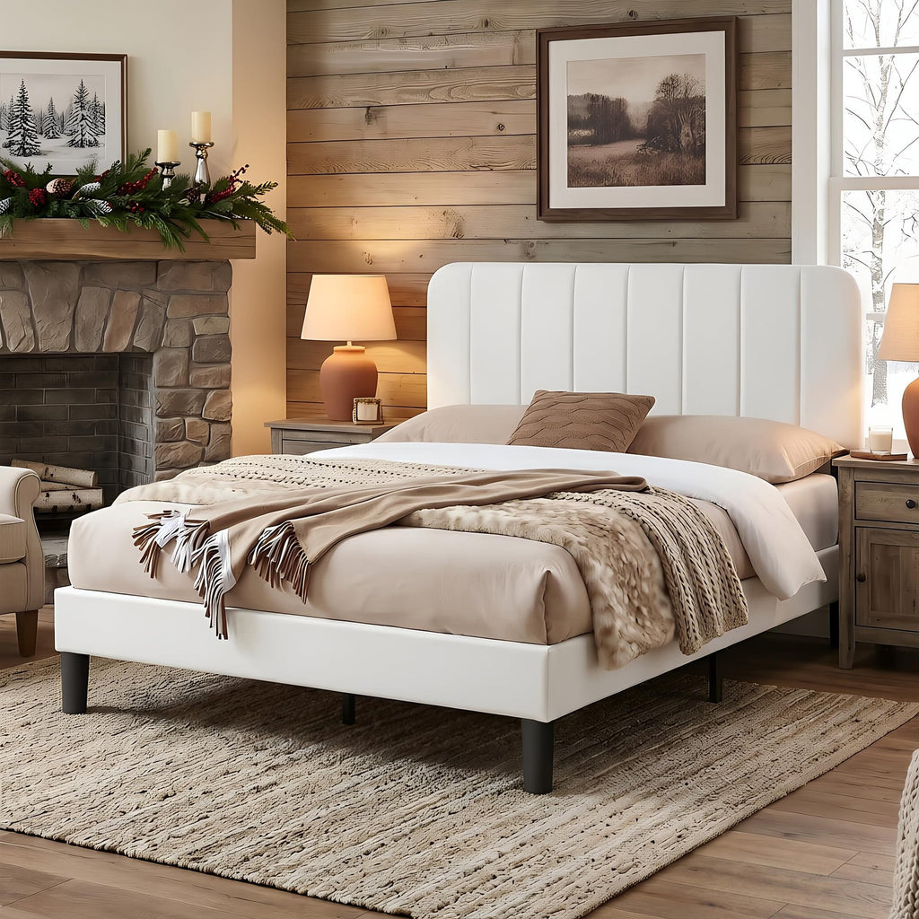 Shano Furniture Velvet Upholstered Double Bed Frame, Grey