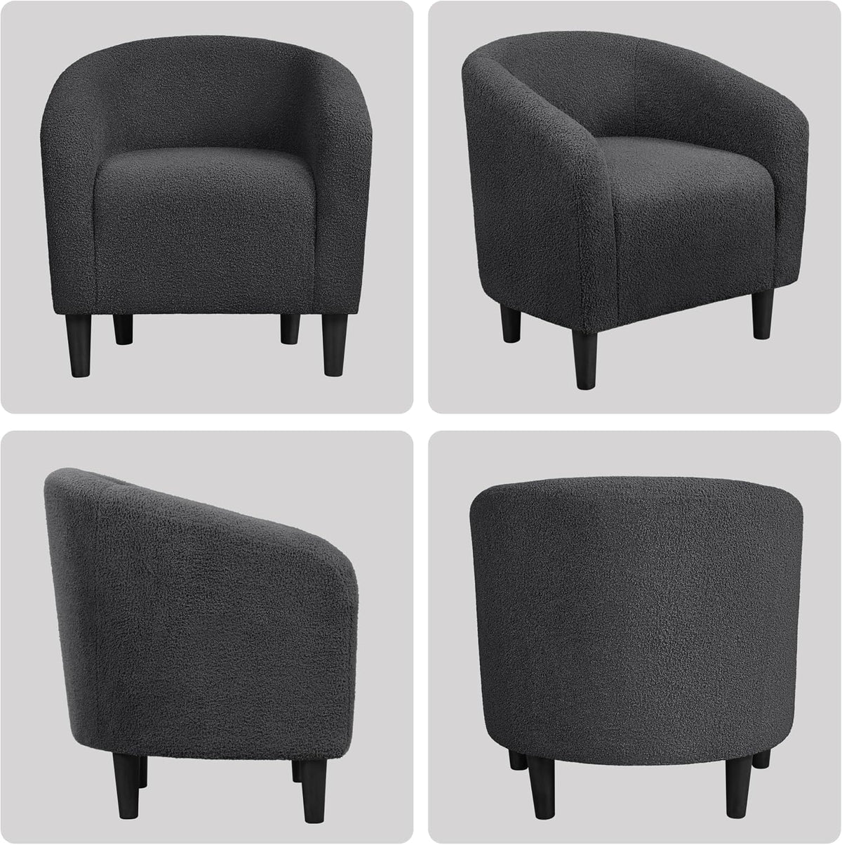 Shano Boucle Accent Tub Chair | Scandinavian Style | 28D Foam | Tapered Wooden Legs | 4 Colours