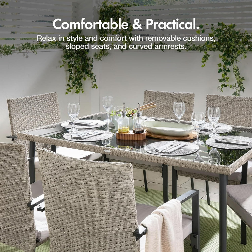 Shano Rattan Garden Dining Set – 6 Seater