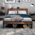 Metal Bed Frame with Wooden Storage Headboard | Heavy Duty Steel Slats | Single, Double & King