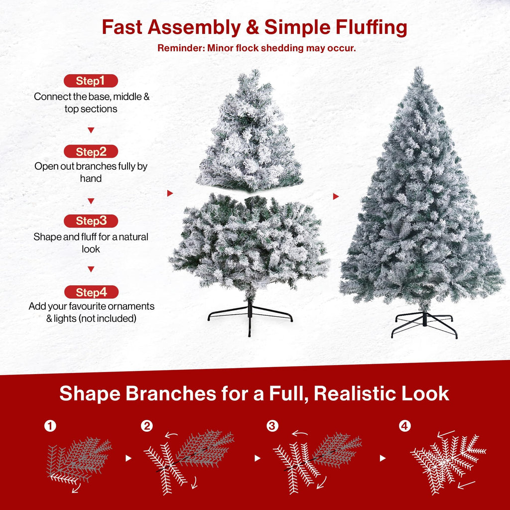 Shano Premium Christmas Tree 1432 Branch Tips Green Xmas Trees Bushy Artificial Christmas Tree Pine Tree with Metal Stand Easy to Assemble Realistic Spruce Branches Christmas Tree for Indoor and Outdoor