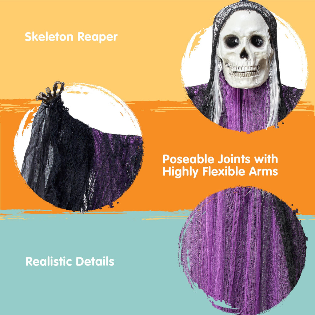 JOYIN 3 Pack Hanging Halloween Skeleton Ghosts Decorations, Grim Reapers for Halloween Outdoor Decorations