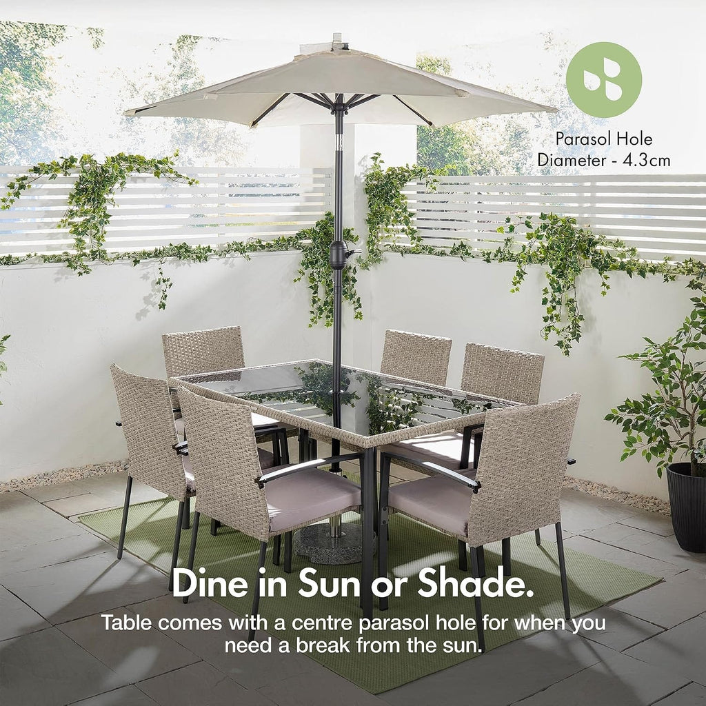 Shano Rattan Garden Dining Set – 6 Seater