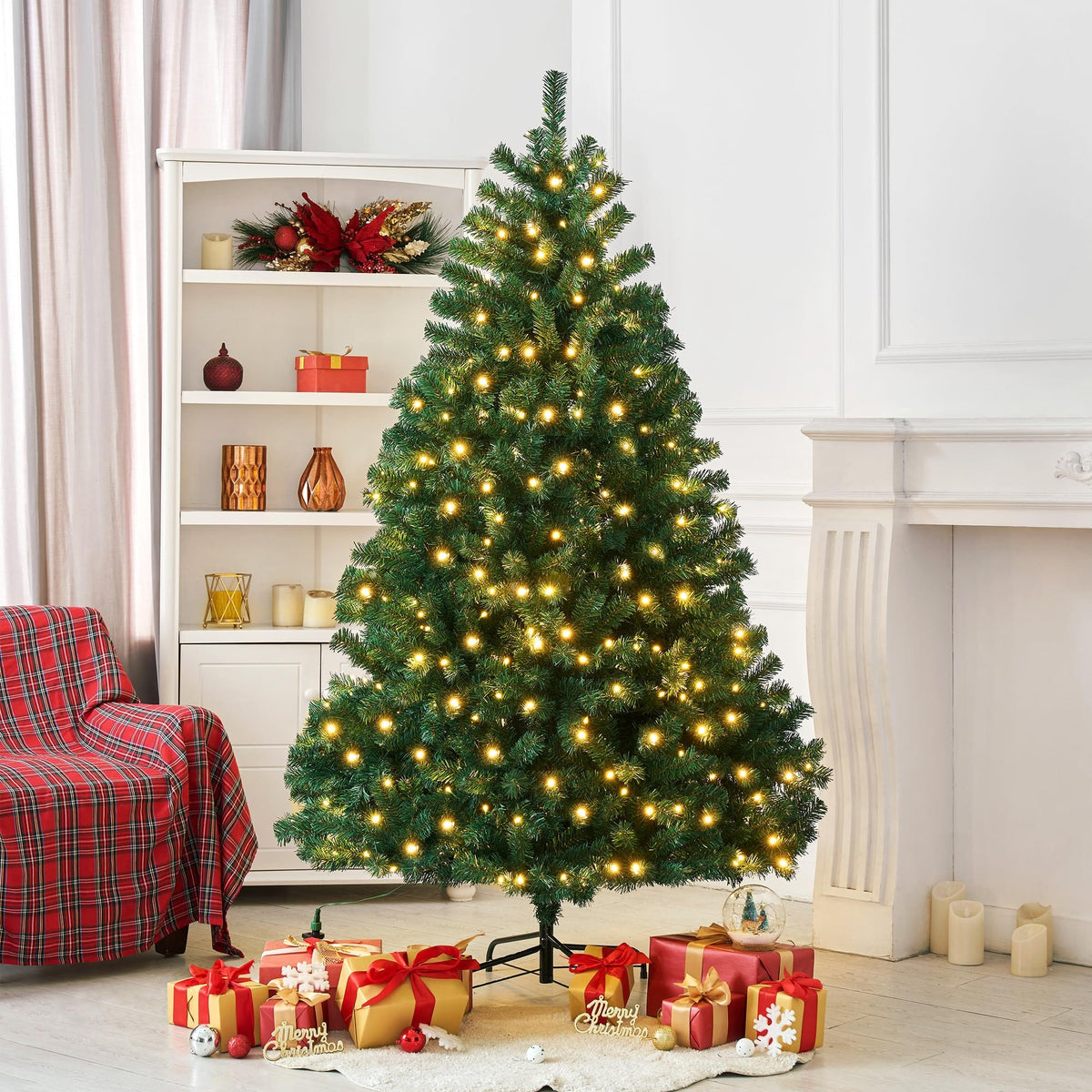 Shano Premium Christmas Tree 1432 Branch Tips Green Xmas Trees Bushy Artificial Christmas Tree Pine Tree with Metal Stand Easy to Assemble Realistic Spruce Branches Christmas Tree for Indoor and Outdoor