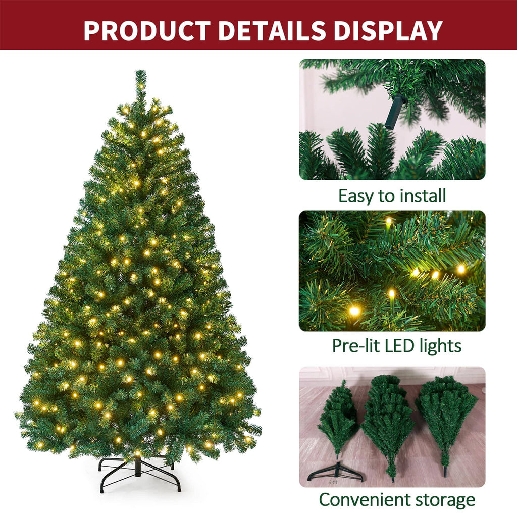Shano Premium Christmas Tree 1432 Branch Tips Green Xmas Trees Bushy Artificial Christmas Tree Pine Tree with Metal Stand Easy to Assemble Realistic Spruce Branches Christmas Tree for Indoor and Outdoor