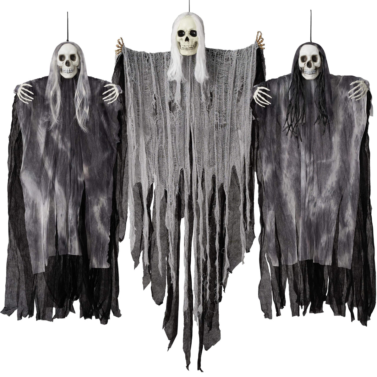 JOYIN 3 Pack Hanging Halloween Skeleton Ghosts Decorations, Grim Reapers for Halloween Outdoor Decorations