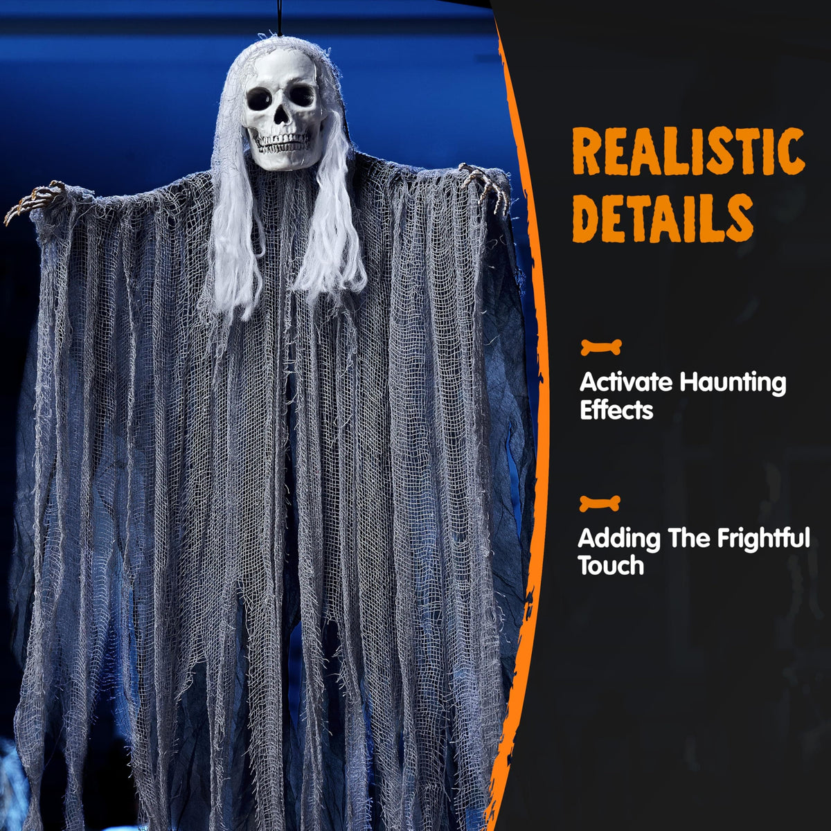 JOYIN 3 Pack Hanging Halloween Skeleton Ghosts Decorations, Grim Reapers for Halloween Outdoor Decorations