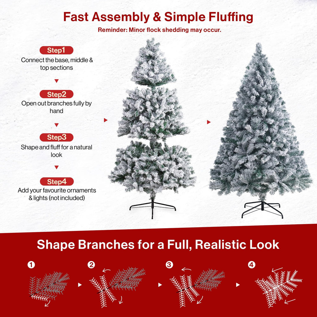 Shano Premium Christmas Tree 1432 Branch Tips Green Xmas Trees Bushy Artificial Christmas Tree Pine Tree with Metal Stand Easy to Assemble Realistic Spruce Branches Christmas Tree for Indoor and Outdoor