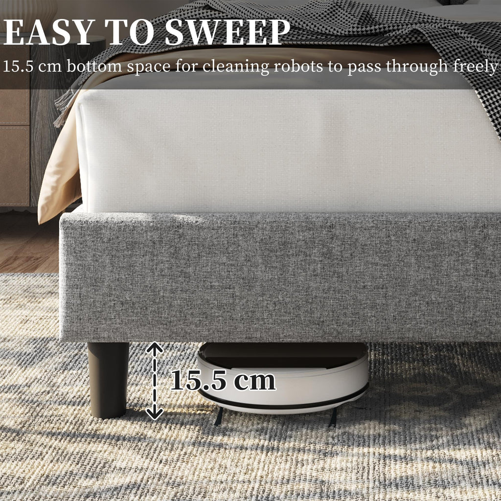 Upholstered Bed Frame with Square Tufted Headboard
