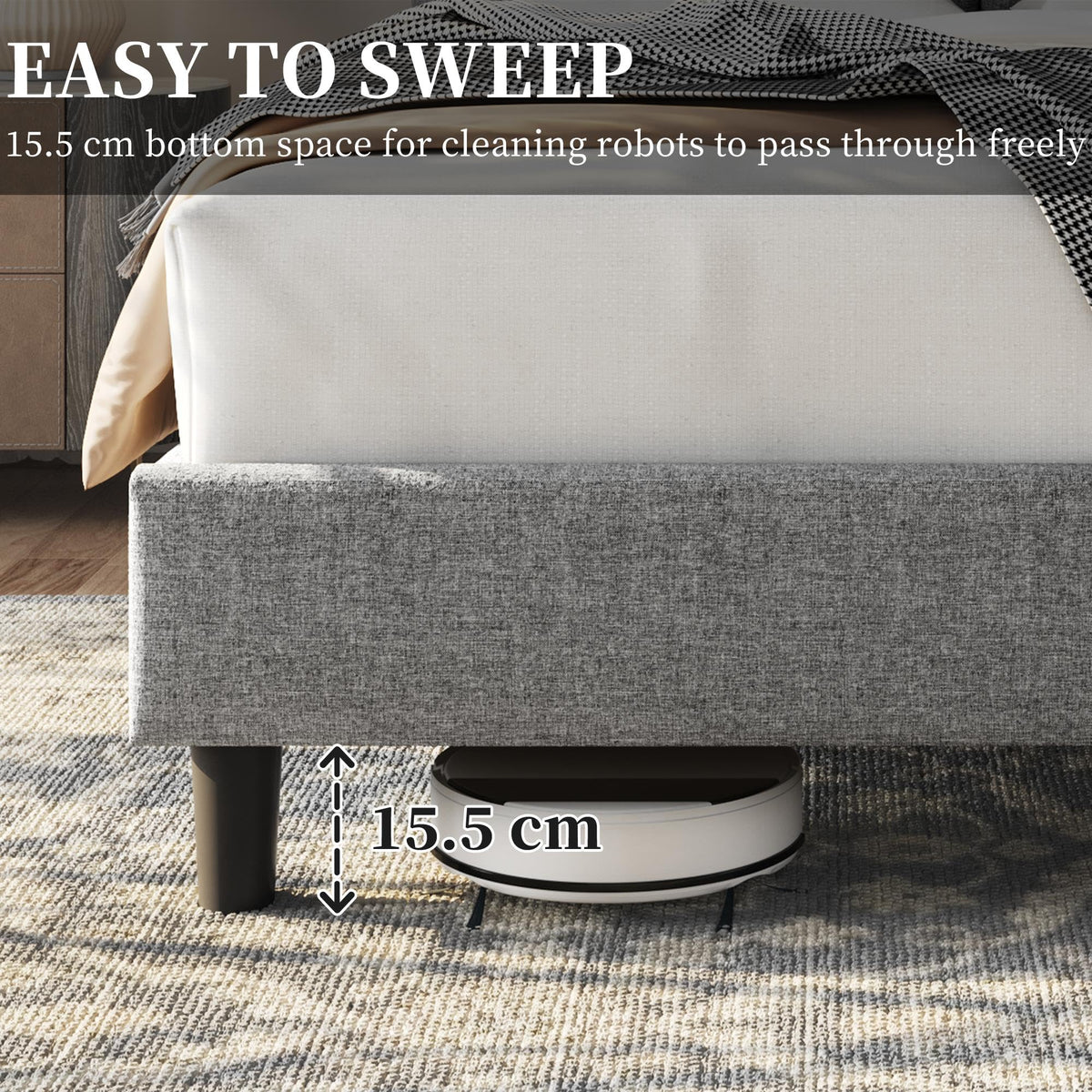 Upholstered Bed Frame with Square Tufted Headboard