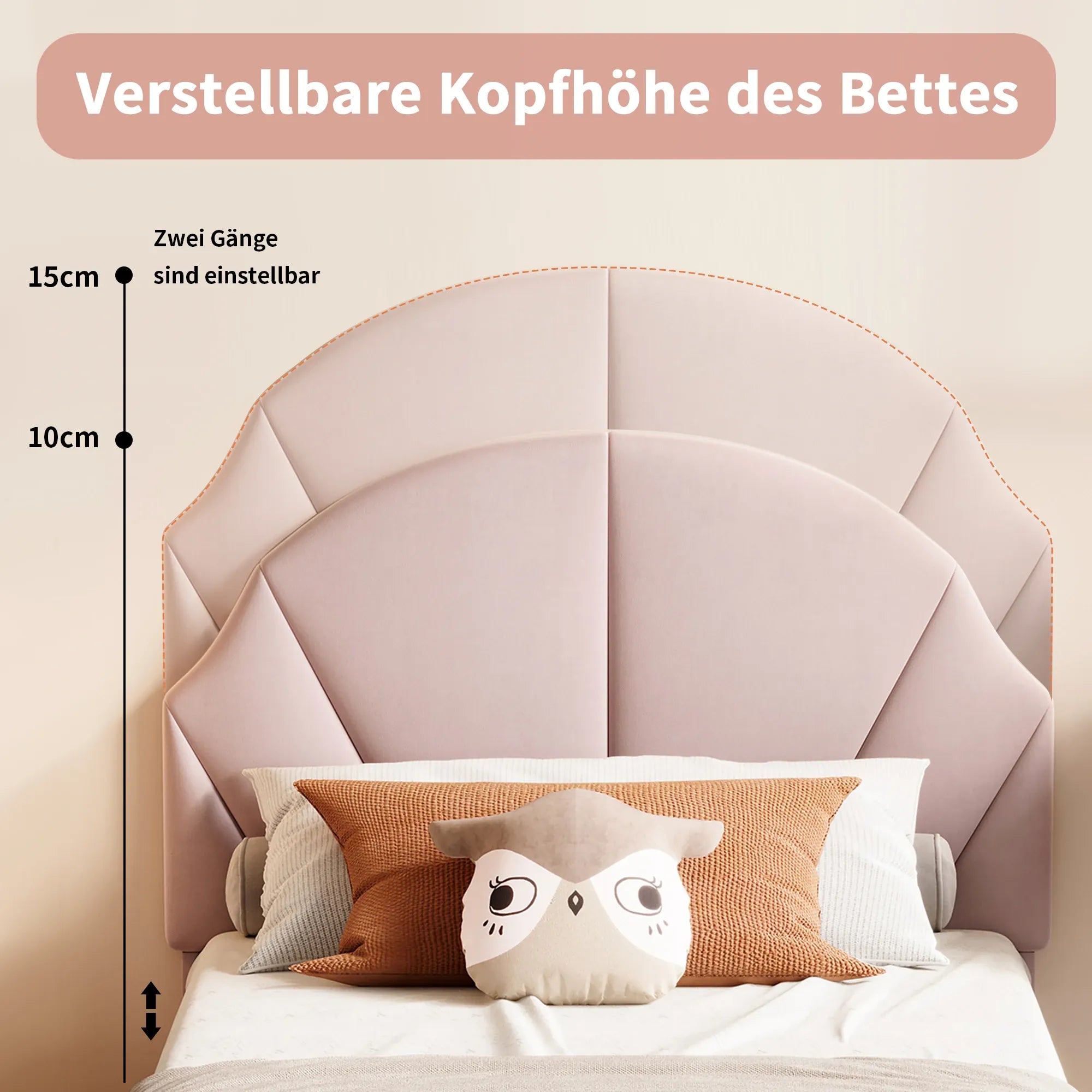 Girls Princess Velvet Single Bed | Flower Headboard | 90x190cm | Slatted Base | Pink