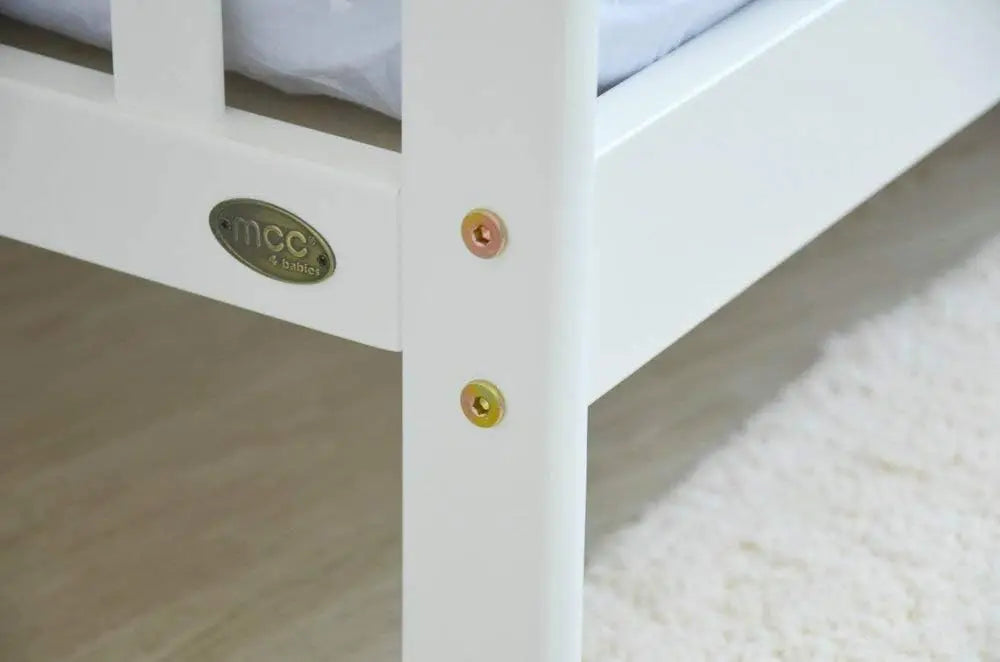 Solid Pine Junior Toddler Bed with Foam Mattress & Safety Rails | White | Ages 2–5