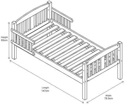 Solid Pine Junior Toddler Bed with Foam Mattress & Safety Rails | White | Ages 2–5