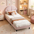 Girls Princess Velvet Single Bed | Flower Headboard | 90x190cm | Slatted Base | Pink
