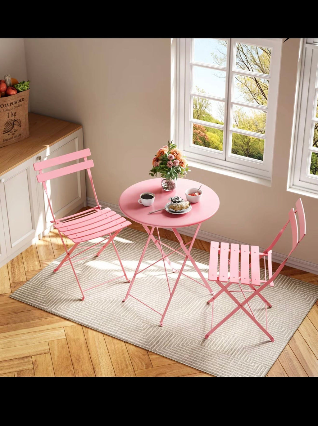 Product size dimensions - folding bistro set