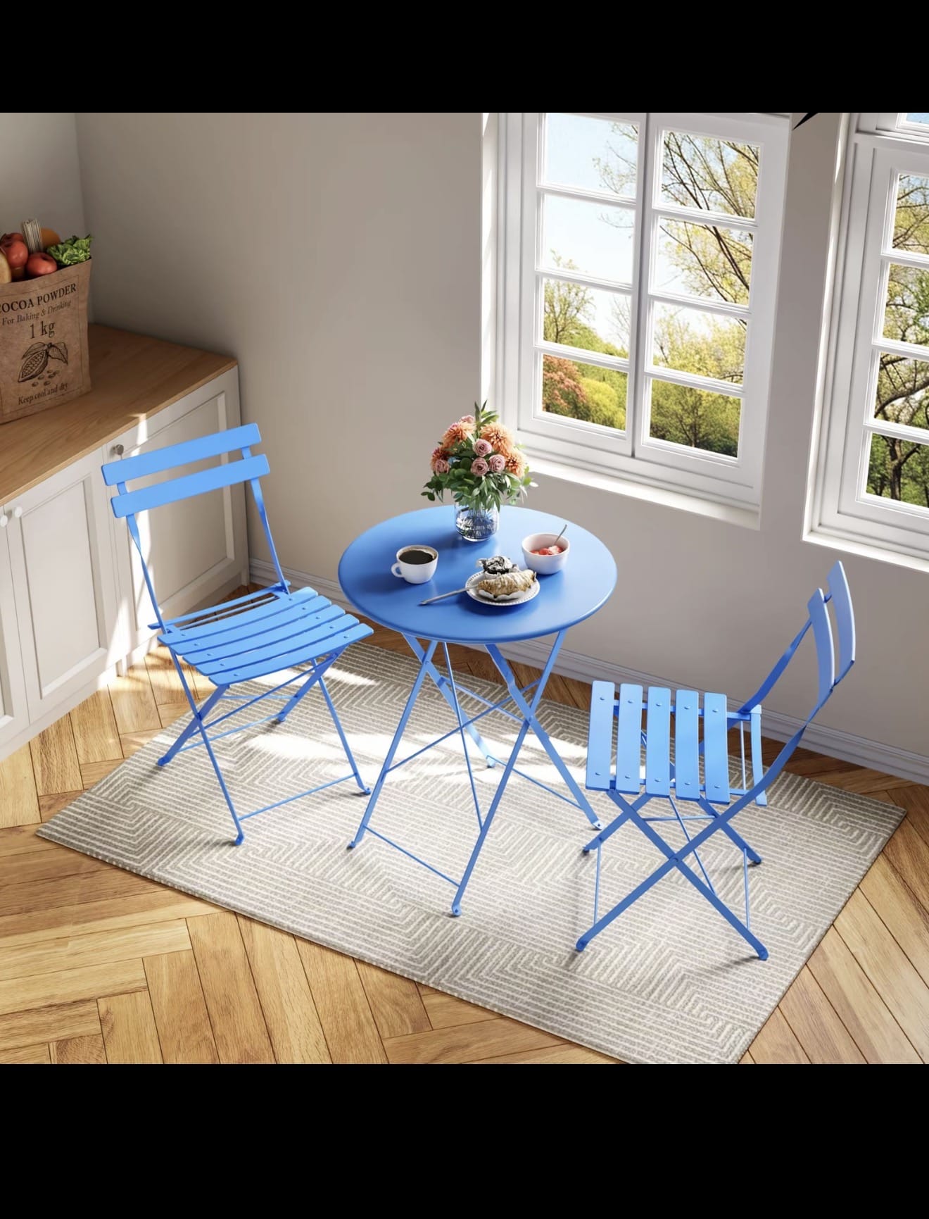 Scratch and rust resistant powder coat finish - solid steel table top