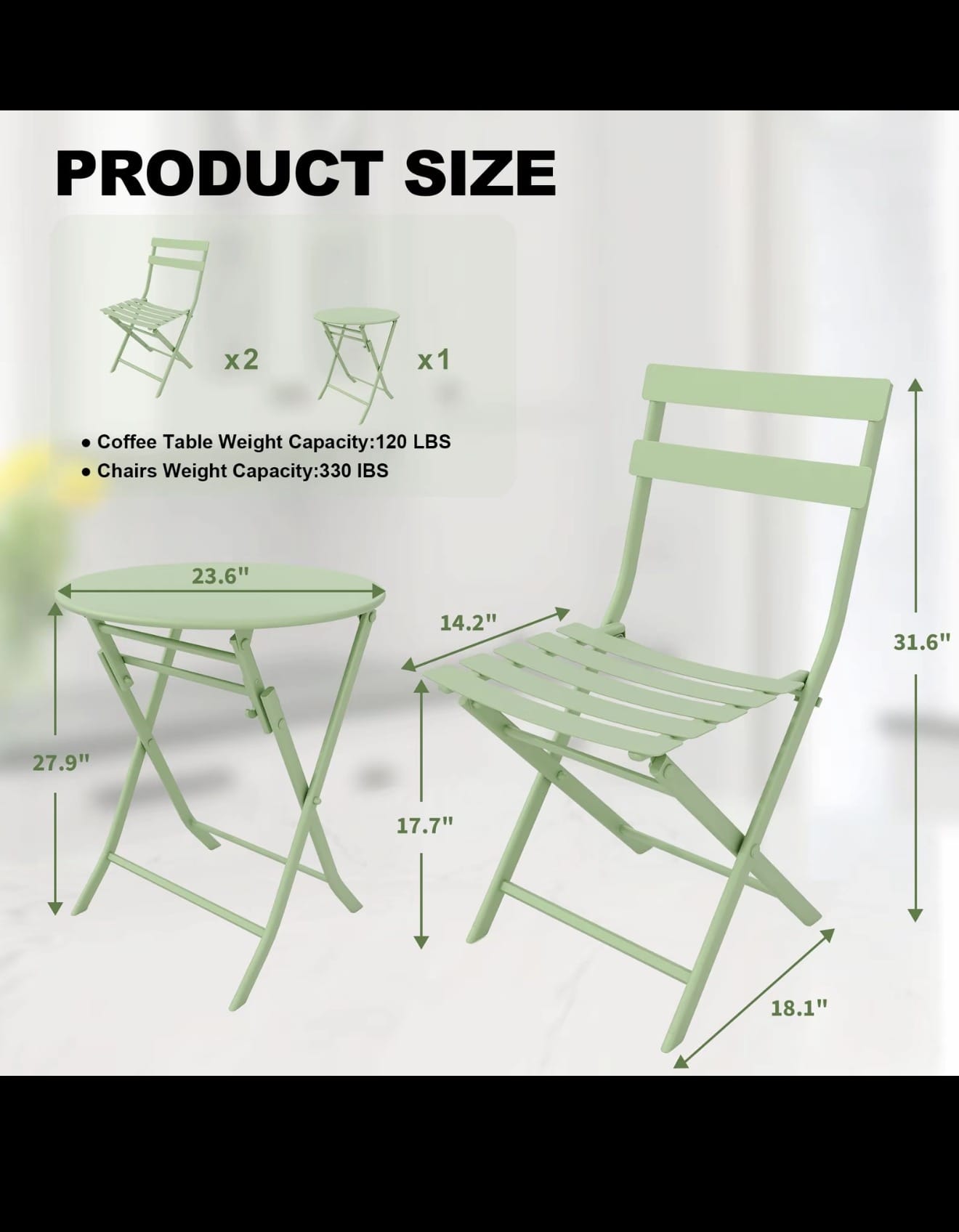 Folding metal bistro set lifestyle photo